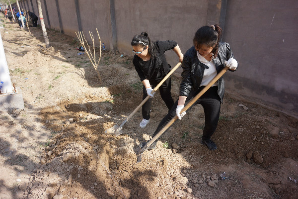 米乐官网师生到贺阳国际中小学参加劳动