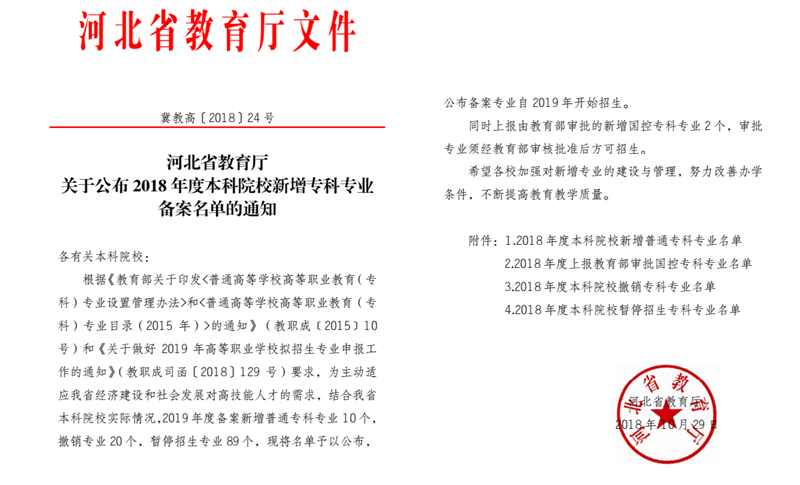 米乐官网新增税务等四个专科专业