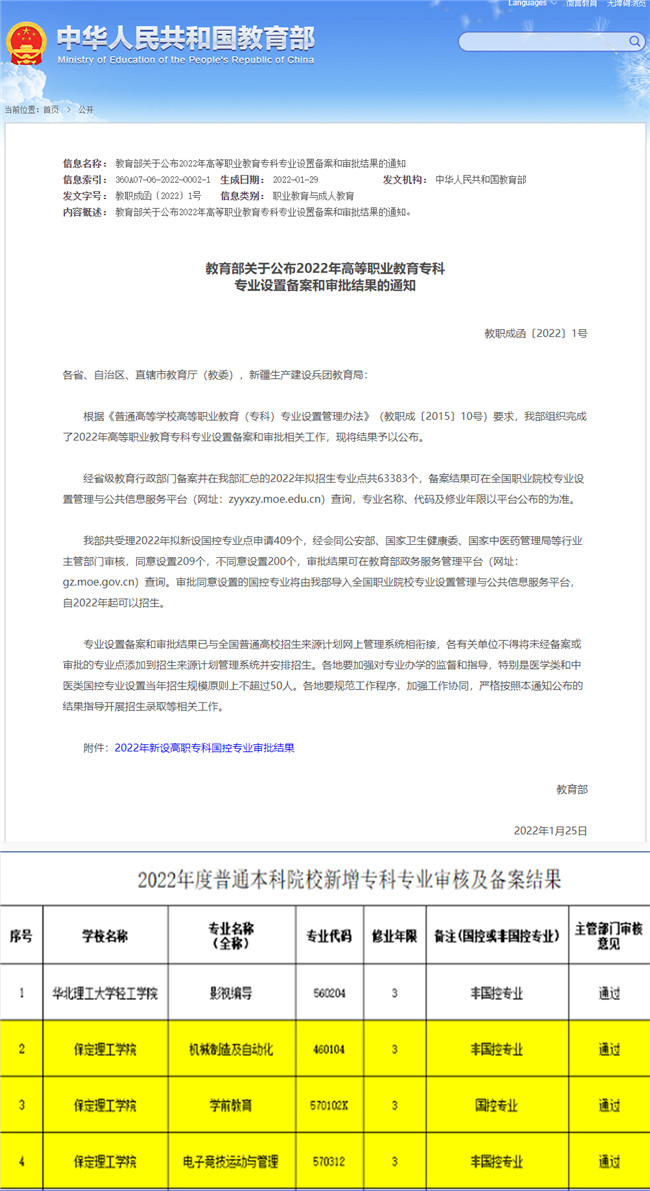 米乐官网学前教育等5个专业顺利通过教育部审批及备案