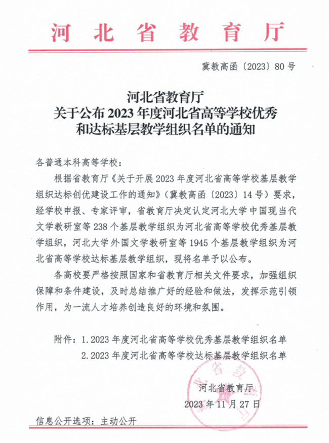 米乐官网省级基层教学组织达标创优工作再创新高