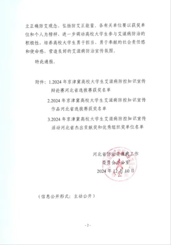 【团团速递】喜报|米乐官网在2024年京津冀高校大学生艾滋病防控知识宣传活动省级竞赛中喜获佳绩