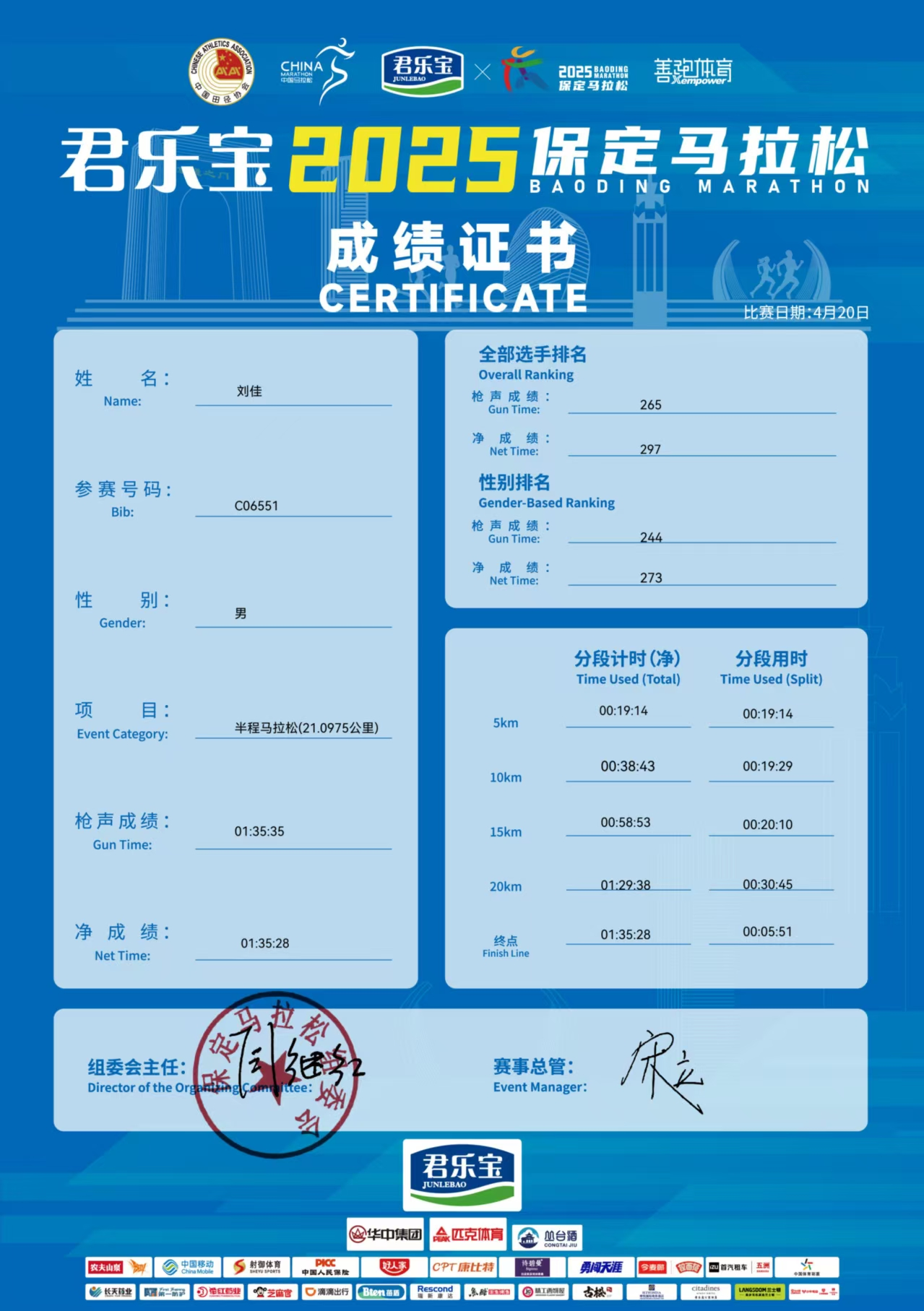 喜报|米乐官网学子在君乐宝2025马拉松比赛中斩获佳绩