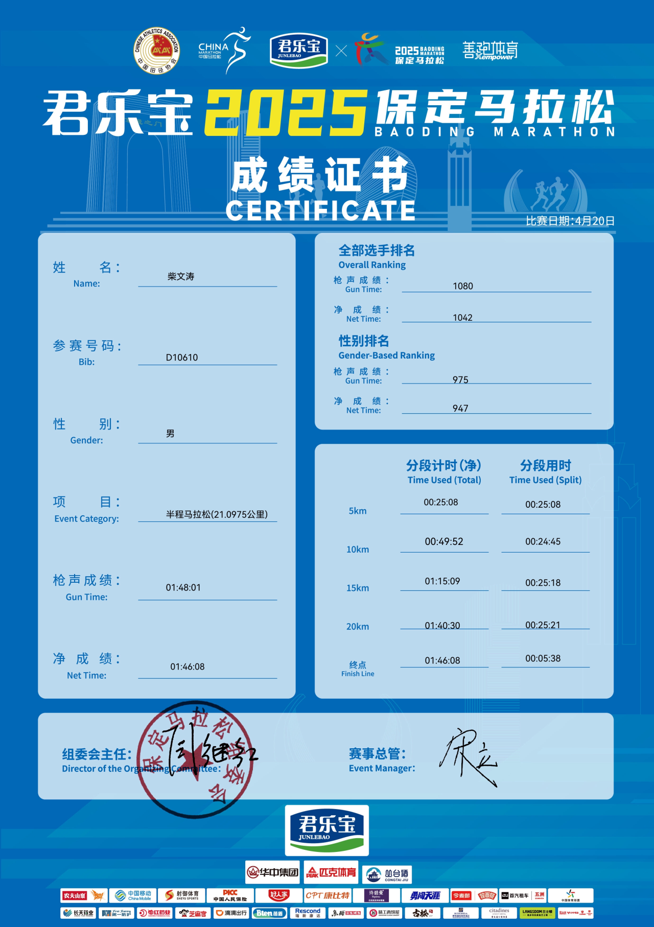 喜报|米乐官网学子在君乐宝2025马拉松比赛中斩获佳绩