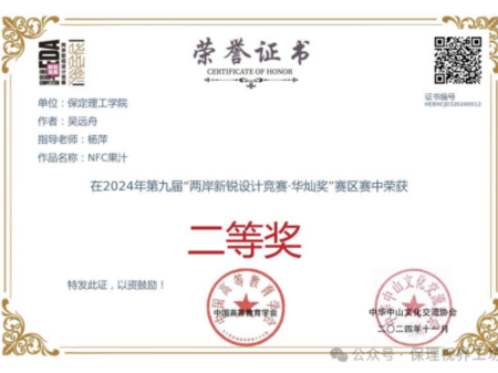 视觉传达设计专业学生荣获“两岸新锐设计竞赛·华灿奖”奖项